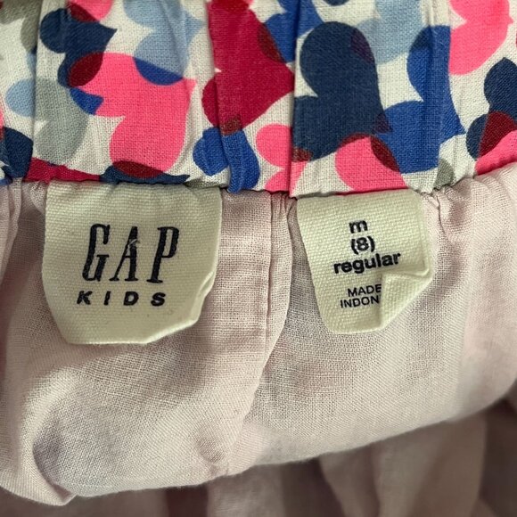 Gap Skirt Girls Medium 8 Kids Pull On Flare A Line Pink Blue Hearts Fall Casual - Picture 10 of 11